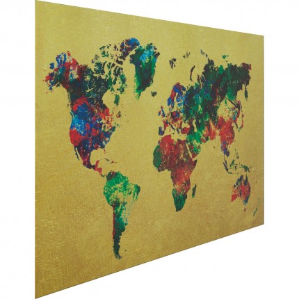 Wandfoto Metallic Kleurrijke Kaart 150x100cm Kare Design