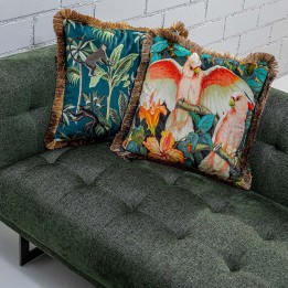 Coussin à franges motifs perroquets - Kare Design