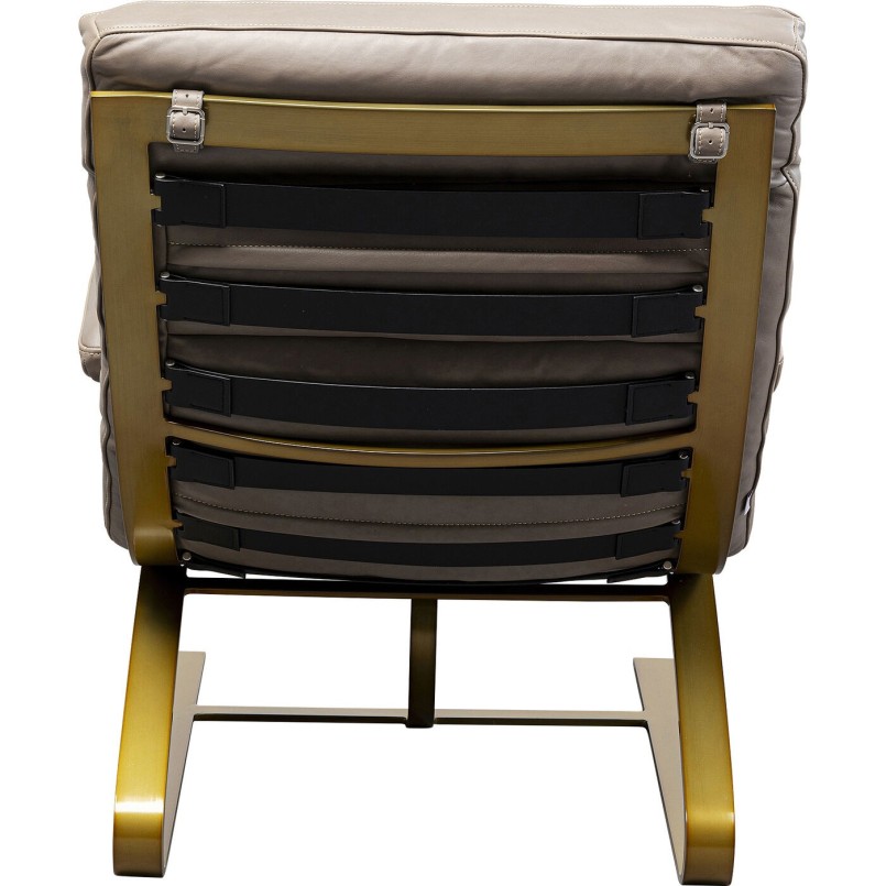 Fauteuil en voetensteun van leer en verguld staal - Novel - Kare Design