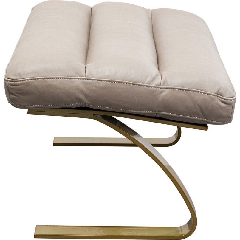 Fauteuil en voetensteun van leer en verguld staal - Novel - Kare Design