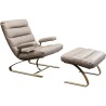 Fauteuil en voetensteun van leer en verguld staal - Novel - Kare Design