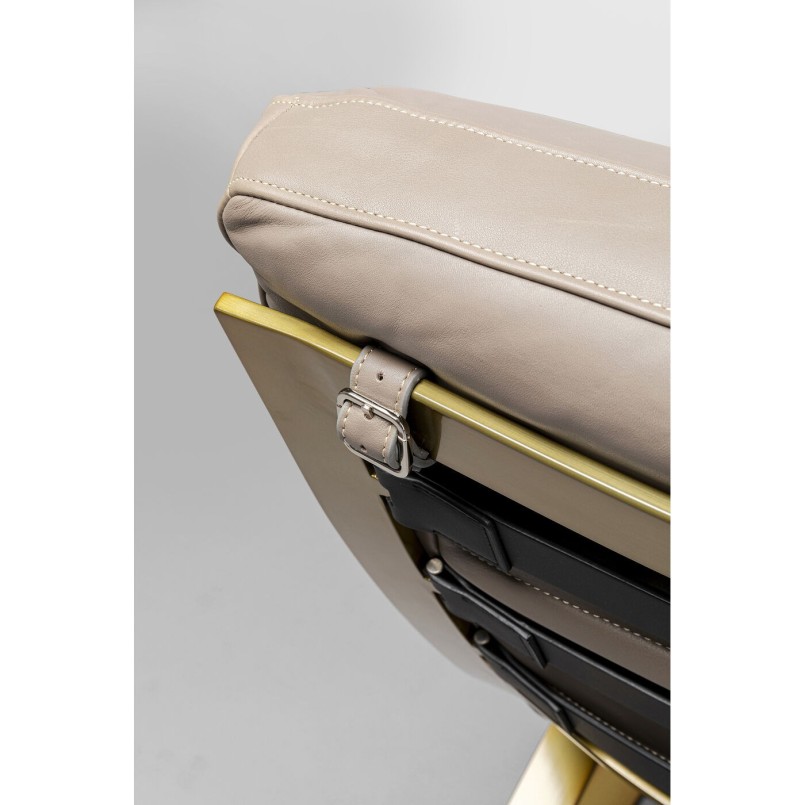 Fauteuil en voetensteun van leer en verguld staal - Novel - Kare Design