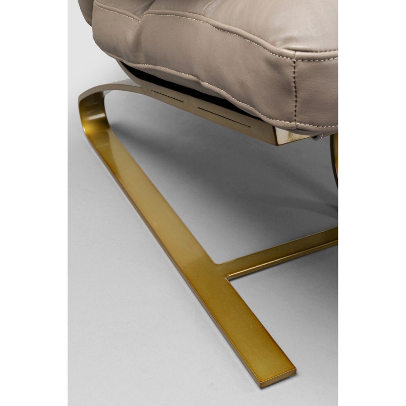 Fauteuil en voetensteun van leer en verguld staal - Novel - Kare Design