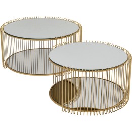 Brass mirrored coffee tables - Wire Double - Kare Design