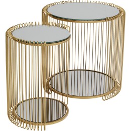 Messing bijzettafels in glas en staal - Wire Double - Kare Design