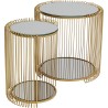 Tables d'appoint en verre miroir et acier doré - Wire Double - Kare Design