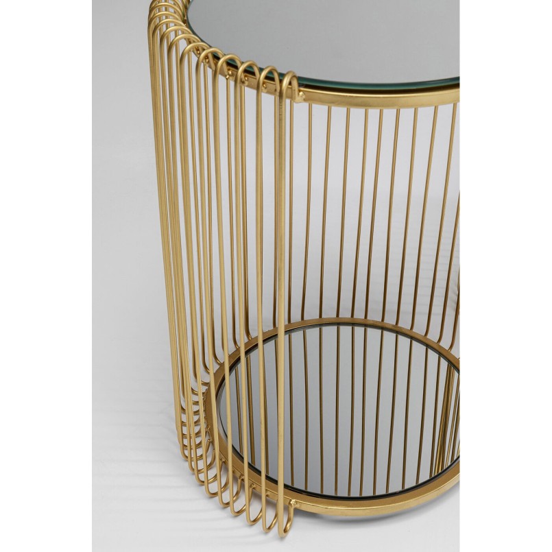 Tables d'appoint en verre miroir et acier doré - Wire Double - Kare Design