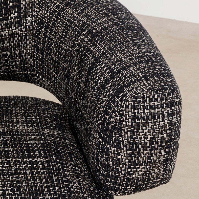 Fauteuil pivotant en tissu noir et blanc - Maye Bow - Kare Design