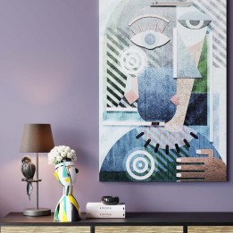 Vase buste art cubiste bleu, vert, jaune et noir - Kare Design
