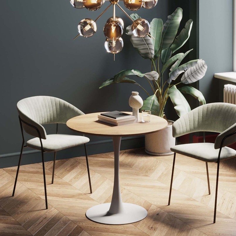 Eikenhouten tafel met wit onderstel - Schickeria - Kare Design