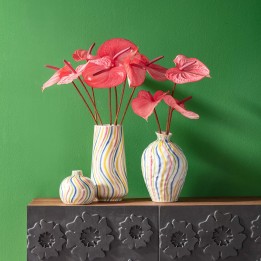 Vase en grès blanc coulées de peinture - Rivers - Kare Design