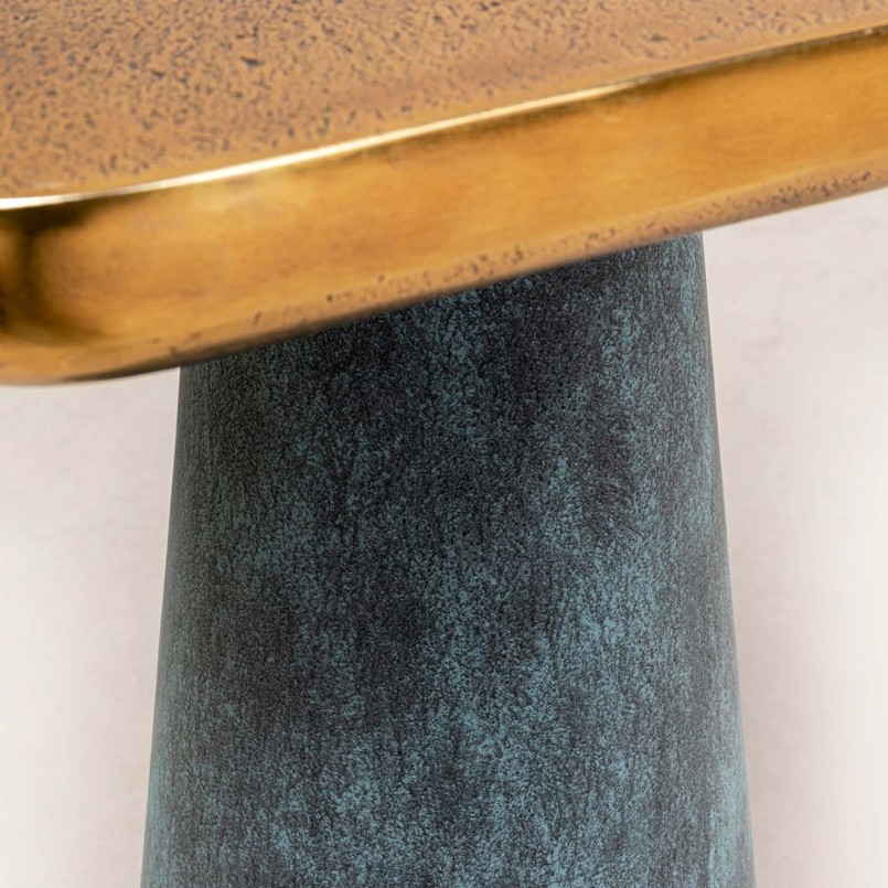 Table d'appoint contemporaine dorée et bleue - Cora - Kare Design