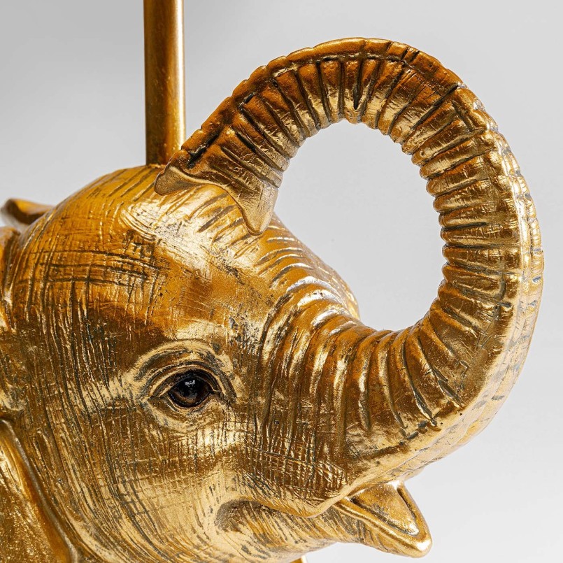 Elephant lamp in gold polyresin and black linen - Kare Design