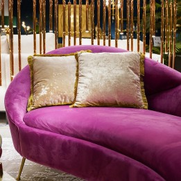 Retro cushion with beige velvet bangs - Cannes - Kare Design