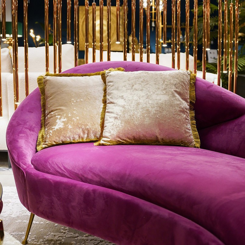 Retro cushion with beige velvet bangs - Cannes - Kare Design