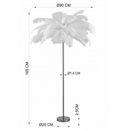Vloerlamp veren 165cm bruin Kare Design