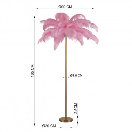 Floor Lamp Feather 165cm pink Kare Design