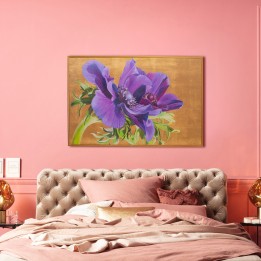 Paarse bloemen op gouden achtergrond - Kare Design