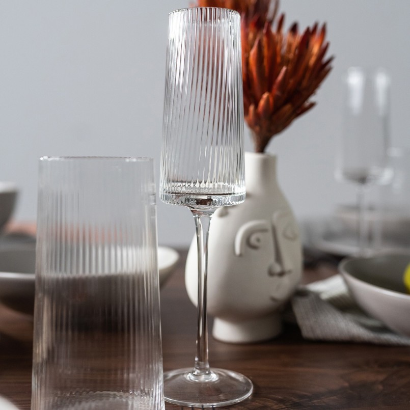Flûtes à champagne en verre texturé - Riffle - Kare Design