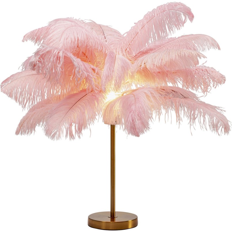Lampe de table plumes roses Kare Design