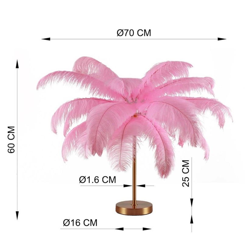 Lampe de table plumes roses Kare Design