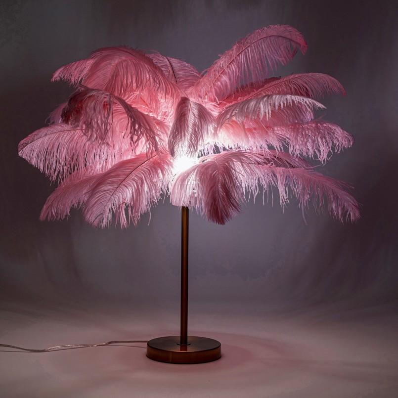 Lampe de table plumes roses Kare Design