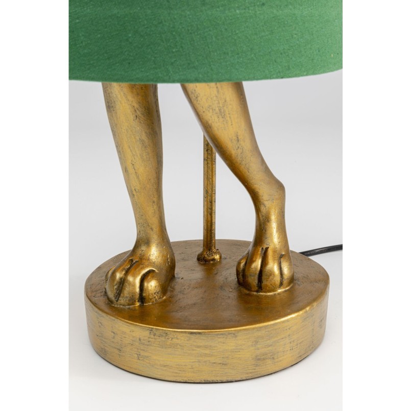 Golden rabbit table lamp with green shade - Animal - Kare Design