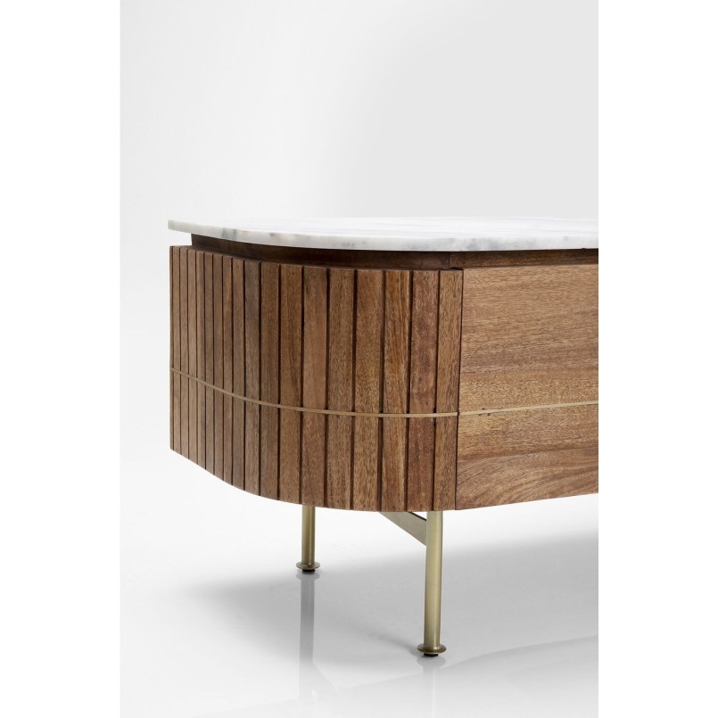 Meuble TV en bois rétro plateau en marbre - Grace - Kare Design