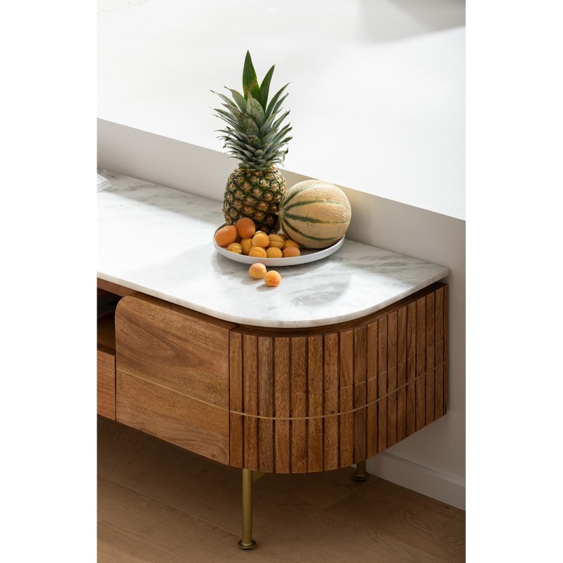 Wooden TV stand with marble top - Grace - Kare Design