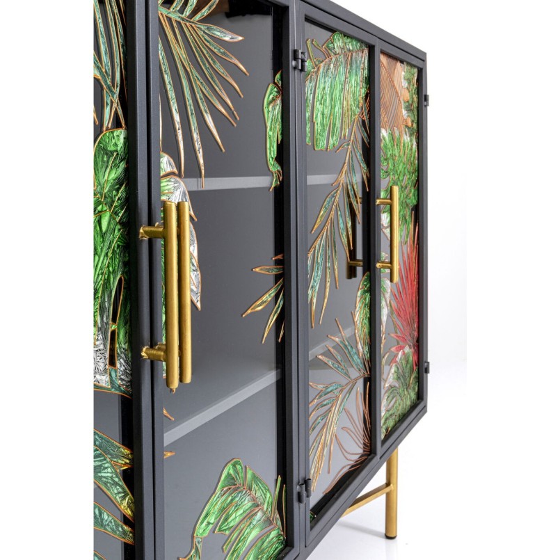 Glass door sideboard with tropical leaves - Jungle - Kare Design