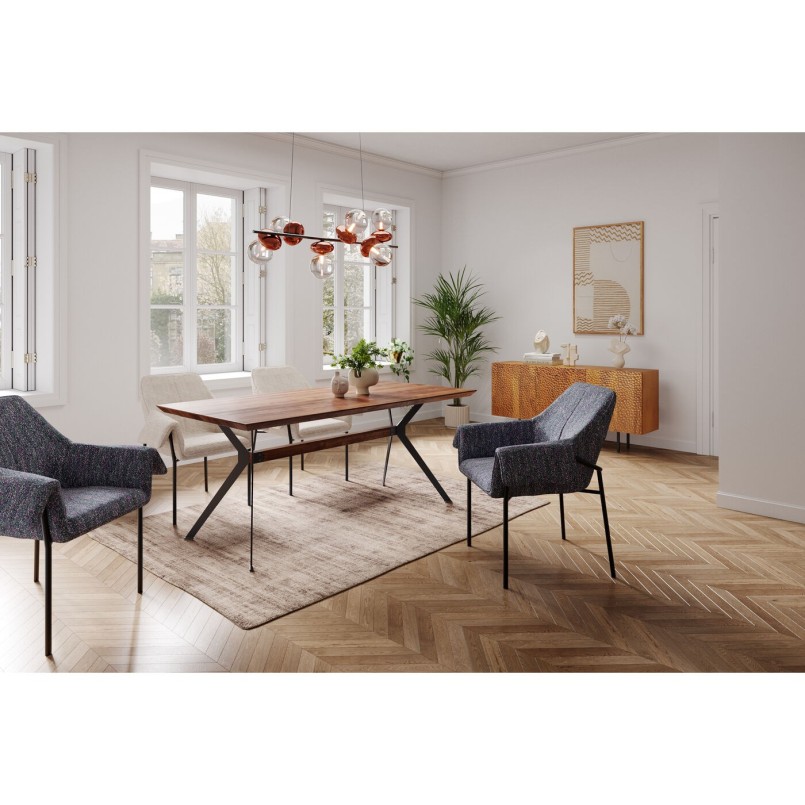 Chaise avec accoudoirs en tissu bouclé crème - Bess - Kare Design