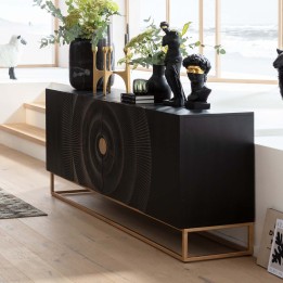 Zwart gesneden houten buffetkast - Madeira - Kare Design