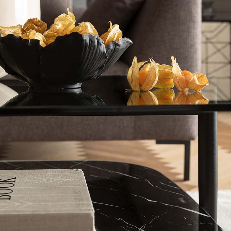 Gold and black flower bowl - Kare Design