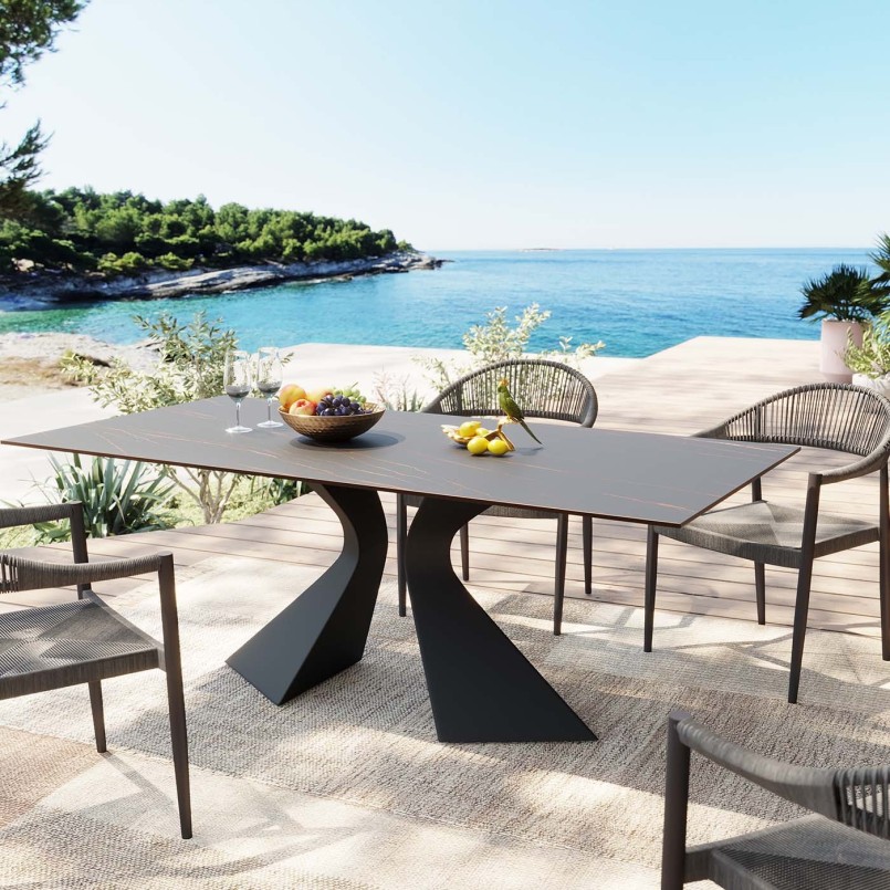 Black sandstone garden table - Gloria - Kare Design