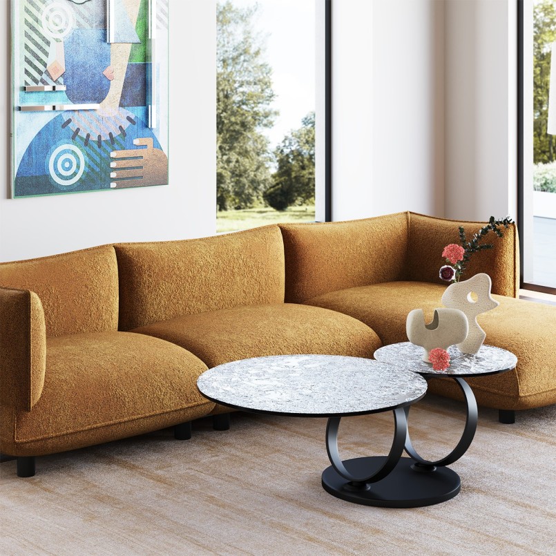 Salontafel van zwart structuurglas - Beverly Bubble - Kare Design