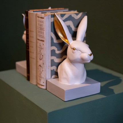 Boekensteun konijn wit en goud (2/Set) Kare Design