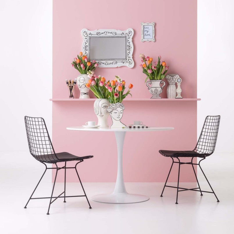 Design witte tafel 110cm met tulpvormige centrale voet - Schickeria model