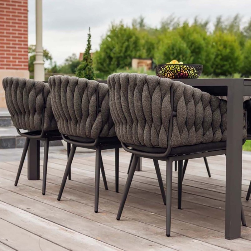 Chaise de jardin gris anthracite en aluminium - Vigo - Gescova