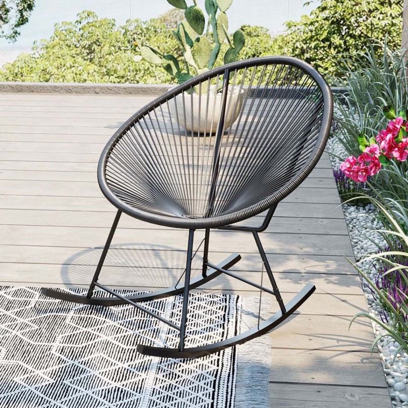 Fauteuil à bascule noir de jardin - Acapulco - Kare Design