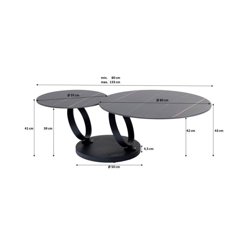 Salontafel van zwart structuurglas - Beverly Bubble - Kare Design