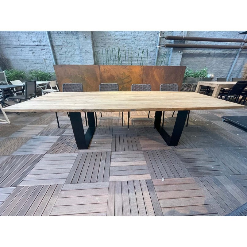 Table de jardin en acier et teck recyclé - Fanny - Gescova