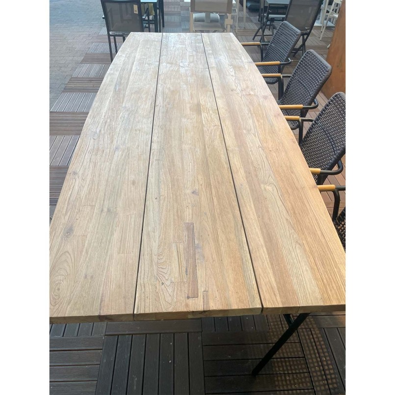Table de jardin en acier et teck recyclé - Fanny - Gescova