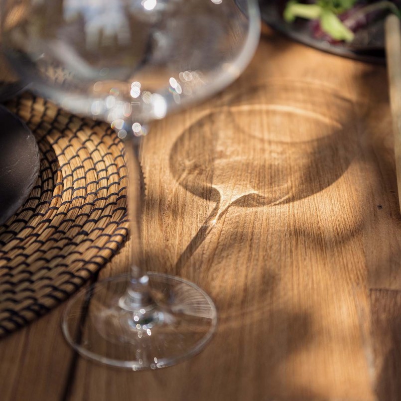 Table de jardin en acier et teck recyclé - Fanny - Gescova