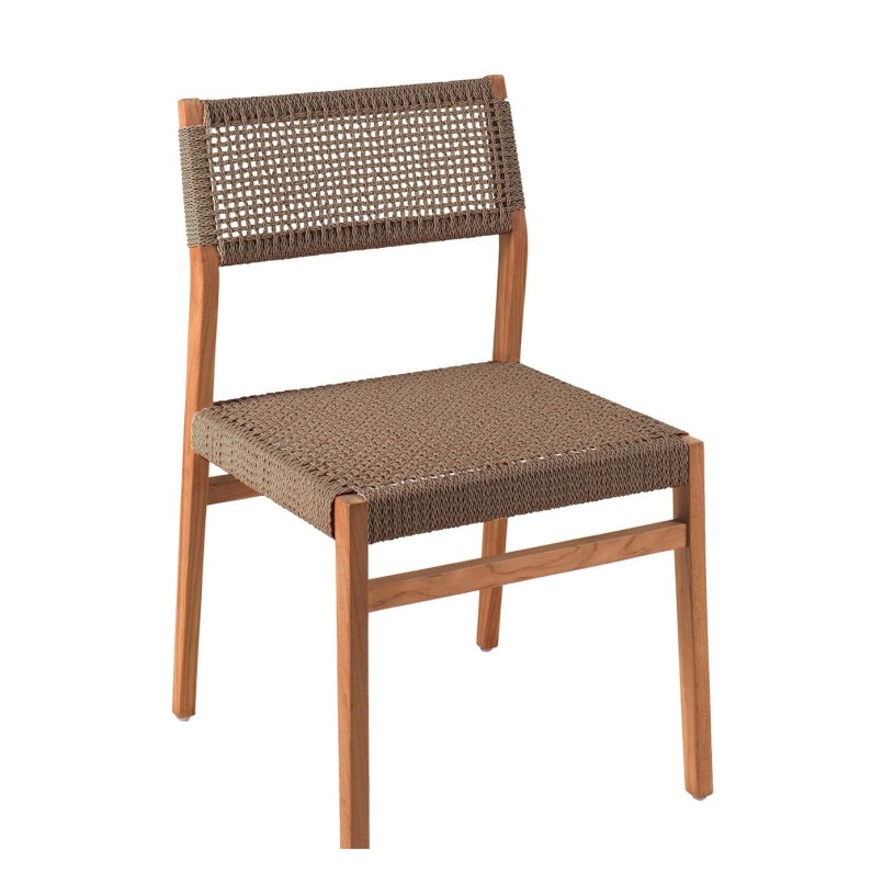 Tuinstoel van teak en bruin touw - Luna - Gescova