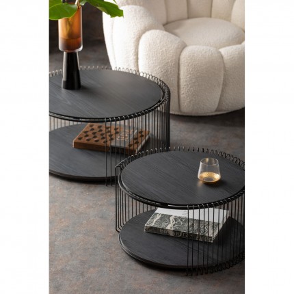 Coffee Table Wire Double black wood (2/Set) Kare Design
