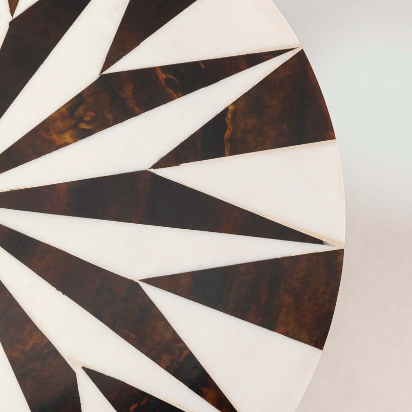 Table d'appoint ronde marron et blanche - Domero Star - Kare Design