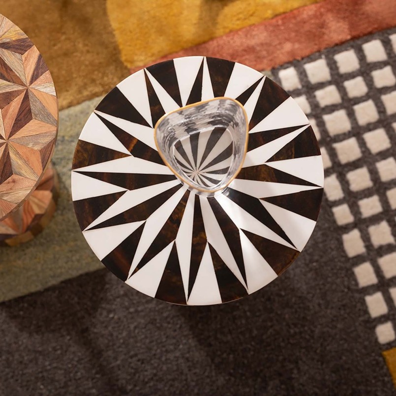 Table d'appoint ronde marron et blanche - Domero Star - Kare Design