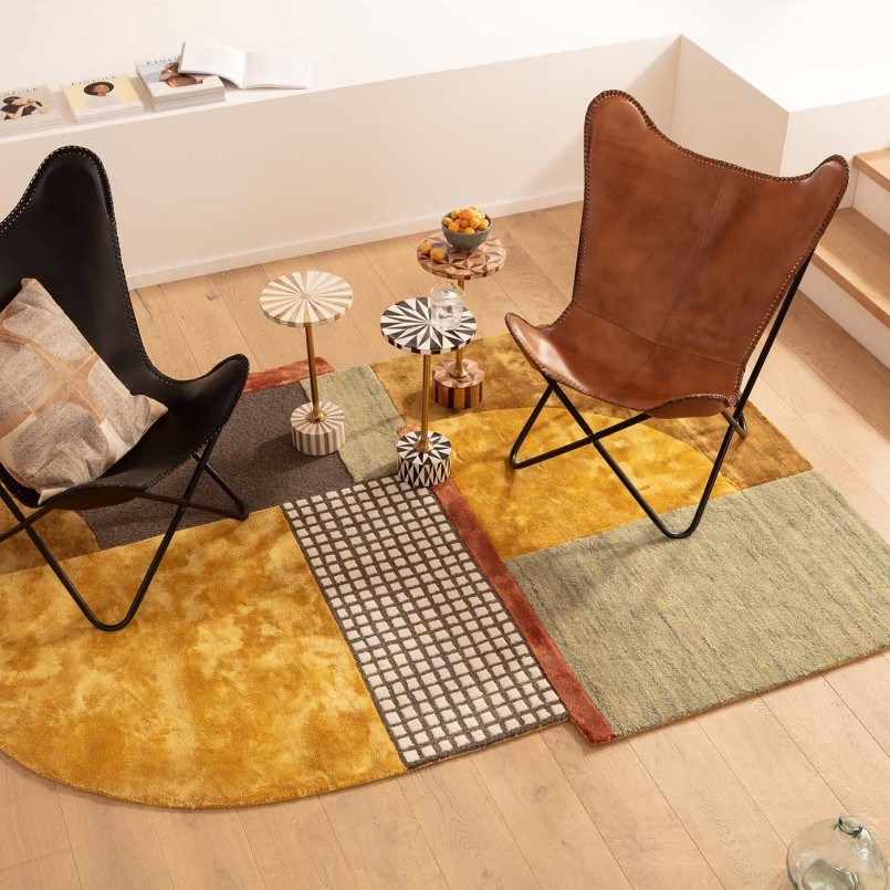 Table d'appoint ronde marron et blanche - Domero Star - Kare Design