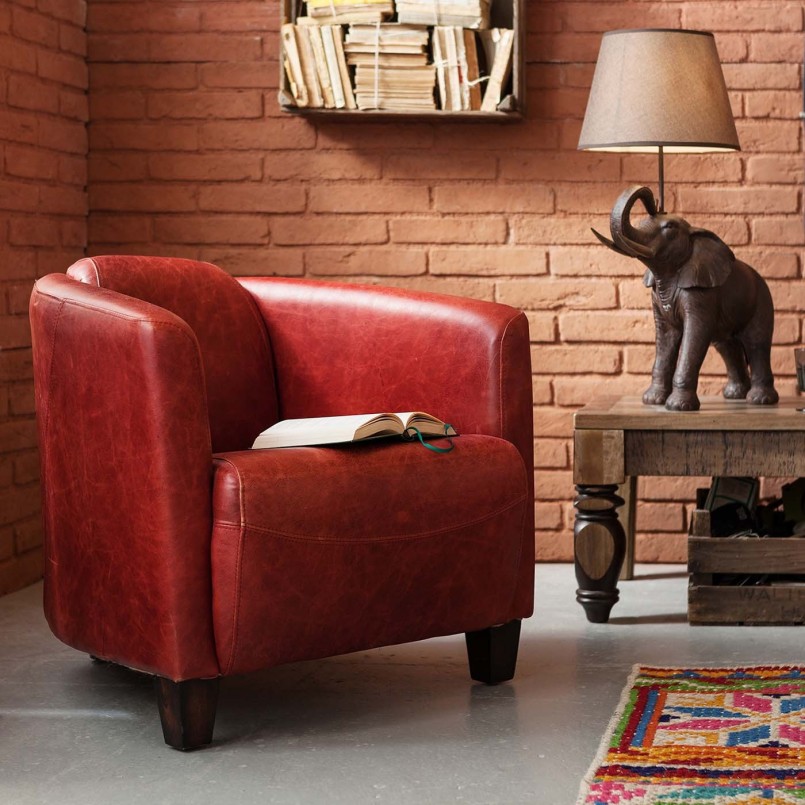 Vintage armchair in red leather - Cigar Lounge - Kare Design