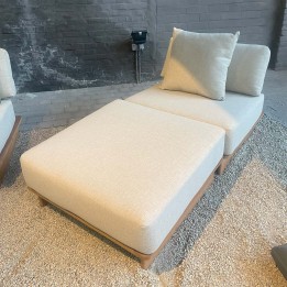 Fauteuil de jardin en tissu beige et teck - Djerba - Gescova